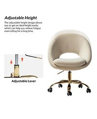Hulala Home Modern Velvet Office Chair with Adjustable Swivel for Study Vanity