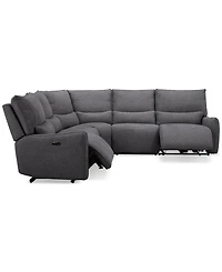 Olper 5-Pc. Fabric Zero Wall Sectional Sofa with Two Power Motion Pieces, Created for Macy's