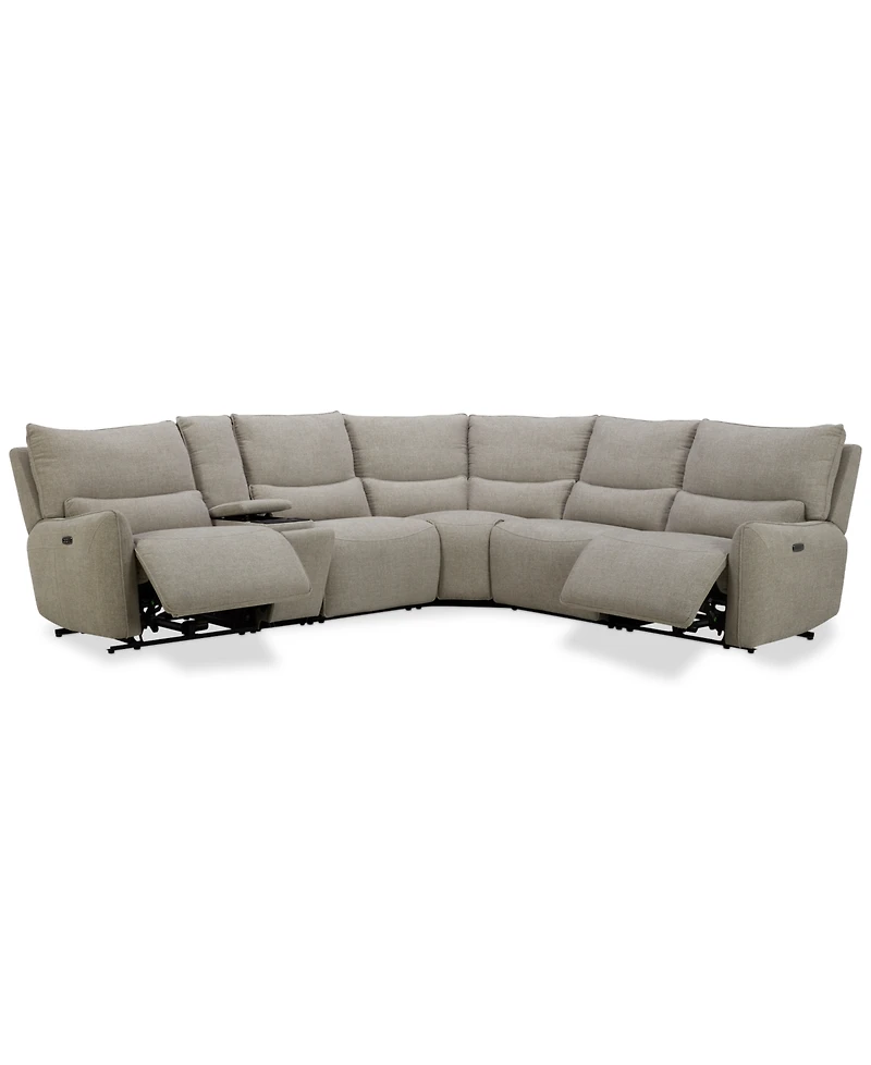 Olper -Pc. Fabric Zero Wall Sectional Sofa with Two Power Motion Pieces & Console