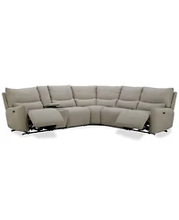 Olper -Pc. Fabric Zero Wall Sectional Sofa with Two Power Motion Pieces & Console