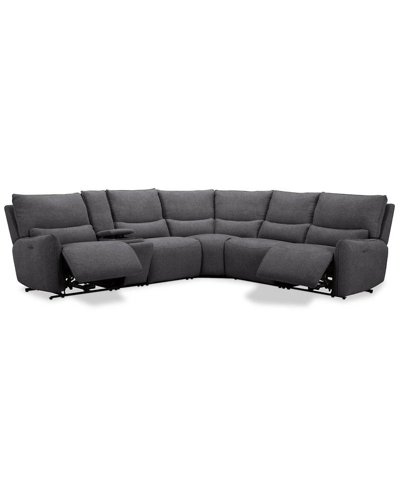 Olper -Pc. Fabric Zero Wall Sectional Sofa with Two Power Motion Pieces & Console