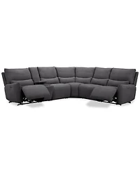 Olper -Pc. Fabric Zero Wall Sectional Sofa with Two Power Motion Pieces & Console