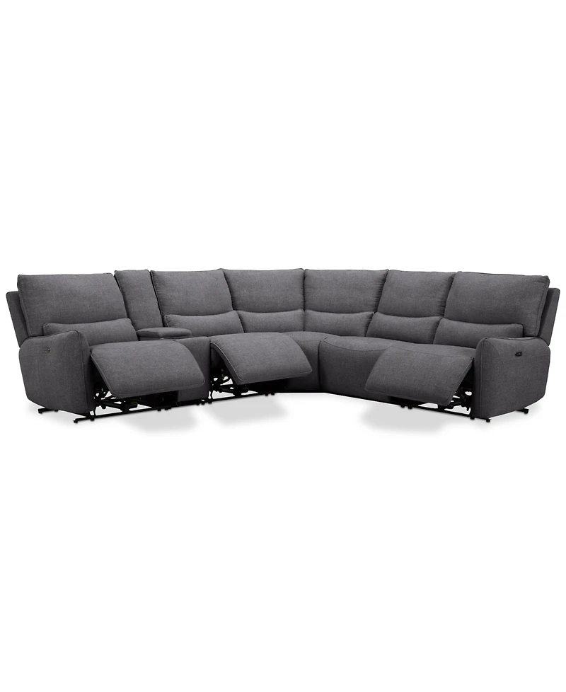 Olper -Pc. Fabric Zero Wall Sectional Sofa with Three Power Motion Pieces & Console