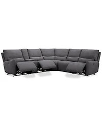 Olper -Pc. Fabric Zero Wall Sectional Sofa with Three Power Motion Pieces & Console