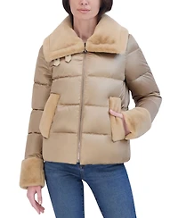Laundry by Shelli Segal Women's Shine Faux-Fur-Trim Puffer Coat