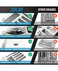 Kitchen Utensil Drawer Organizer Tray with Soft Grip Interior Lining (6 Compartment)