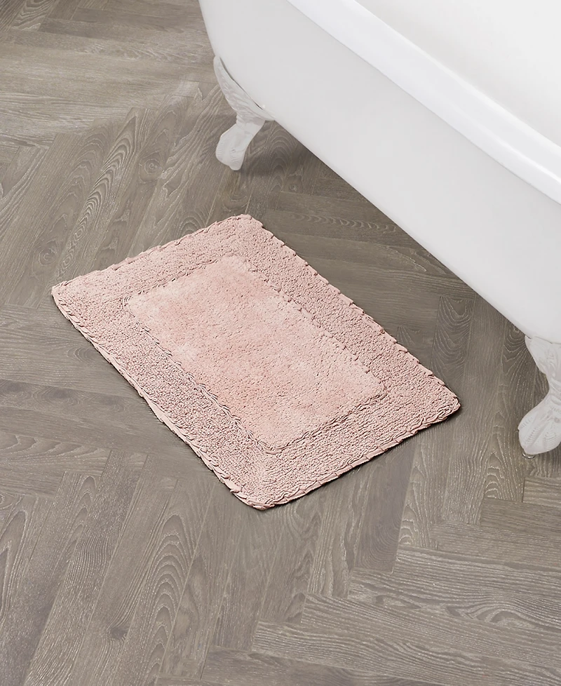 Laura Ashley Cotton Ruffled Bath Rug, 17" x 24"