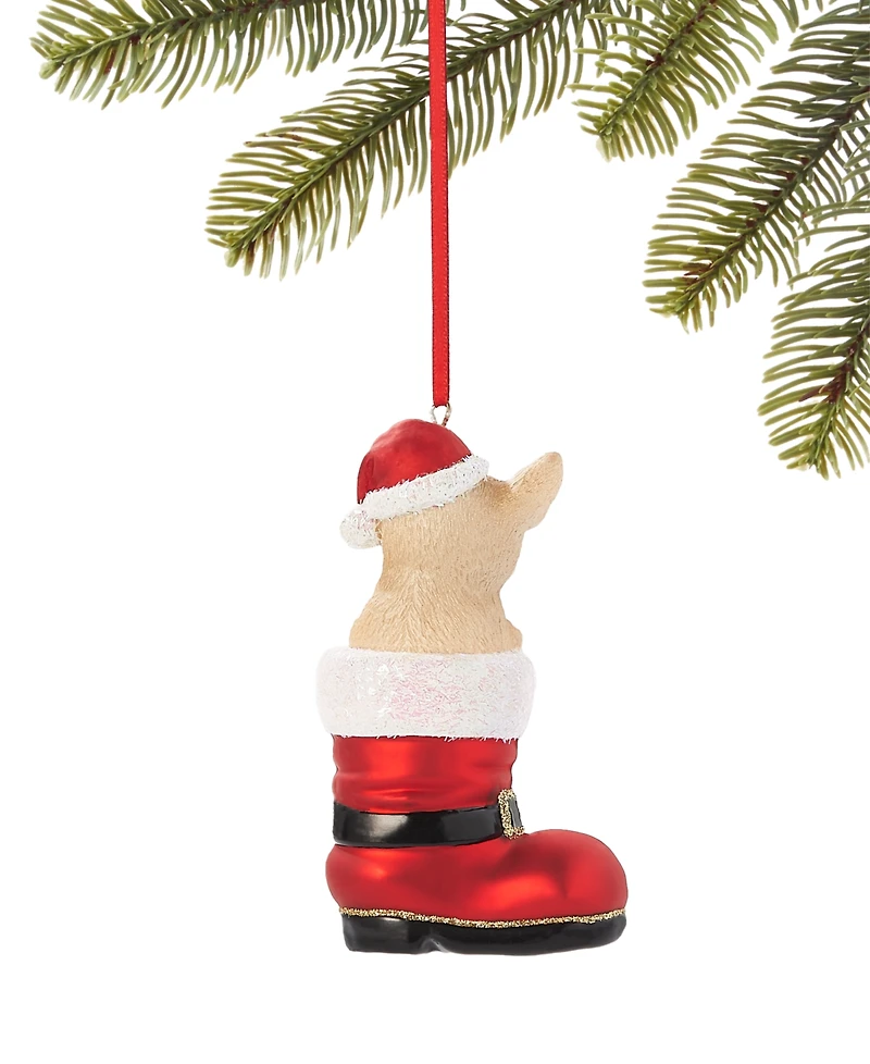 Holiday Lane Pets French Bulldog Santa's Boot Ornament, Exclusively at Macy's