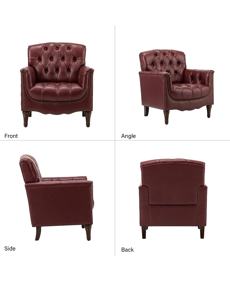 Hulala Home Sucher Modern Retro Wooden tufted Accent chair with Nailhead Trim