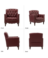 Hulala Home Sucher Modern Retro Wooden tufted Accent chair with Nailhead Trim