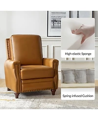 Bellino Modern Genuine Leather Recliner with Nailhead Trim
