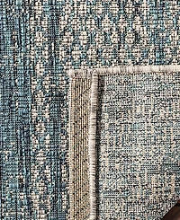 Safavieh Courtyard CY8736 Light Gray and Teal 5'3" x 7'7" Sisal Weave Outdoor Area Rug