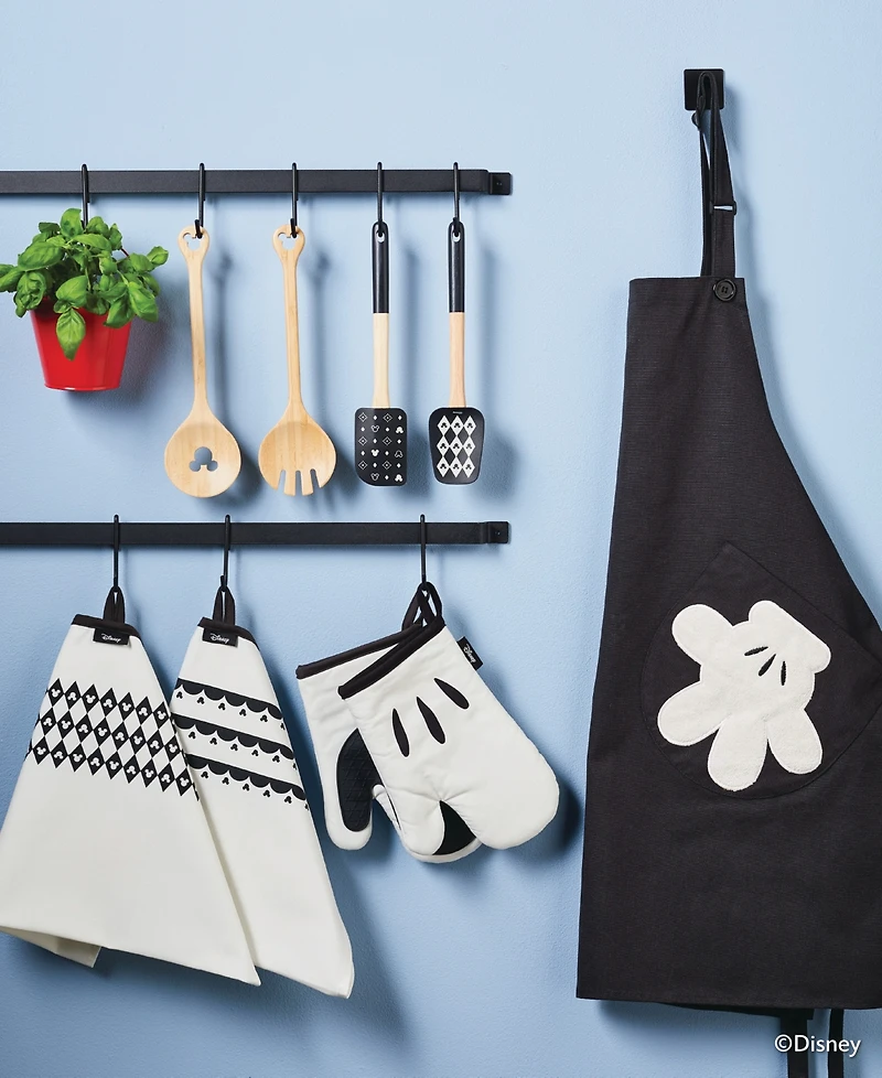 Disney Monochrome Cotton 2 Piece Oven Mitt Set, White