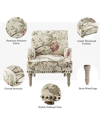 Montross Traditional Wooden Upholstered Armchair with Floral Patterns