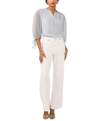 1.state Women's Printed Pintuck 3/4-Sleeve Blouse