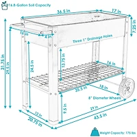 43-Inch Galvanized Steel Raised Garden Bed Cart - Outdoor Elevated Planter with Wheels for Vegetables