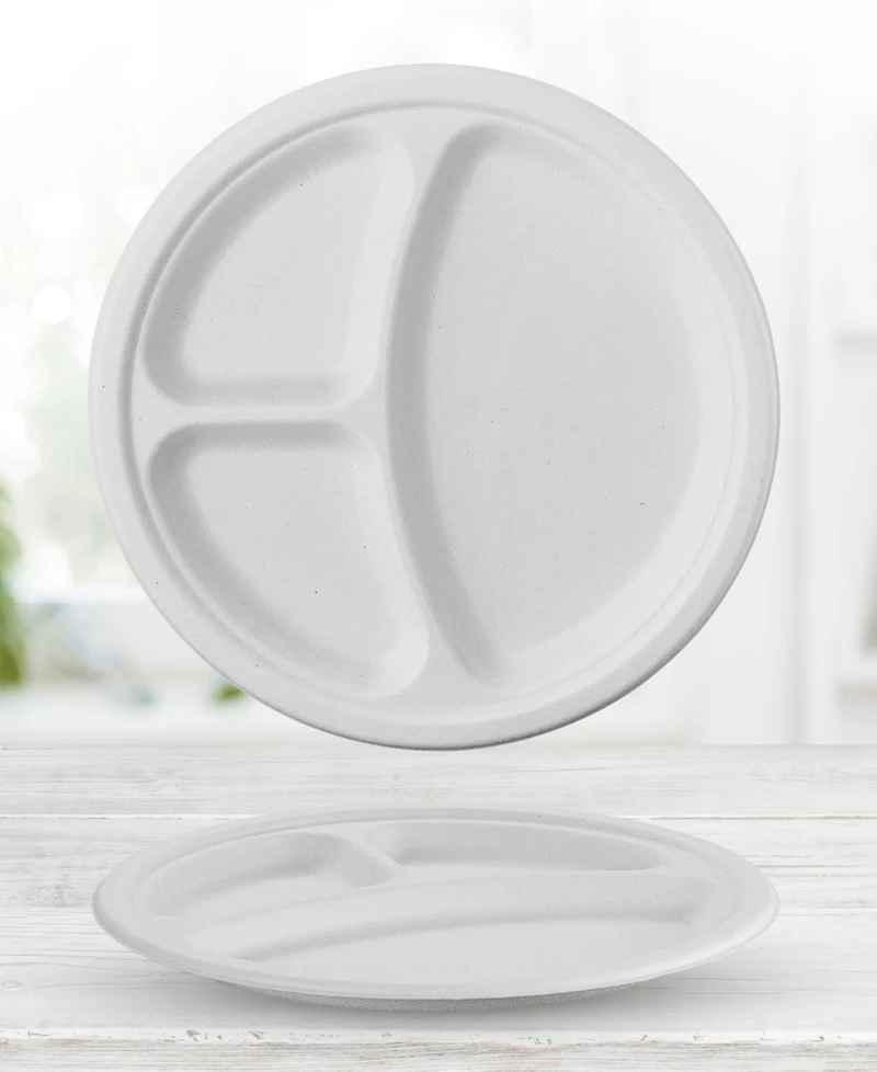 Cheer Collection 9 Inch Compartment Paper Plates, 200 Pack