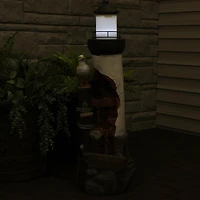 36"H Electric Polyresin Gull's Cove Lighthouse Outdoor Water Fountain with Led Light