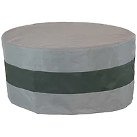 2-Tone Round Outdoor Fire Pit Cover - Heavy-Duty 300D Polyester with Drawstring - Gray/Green - 60-Inch x 24-Inch
