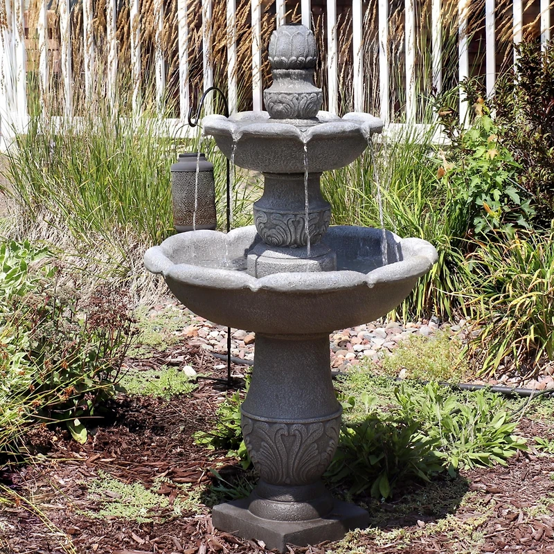 Sunnydaze Decor 50-Inch 2-Tier French Garden Outdoor Water Fountain - Glass Fiber Reinforced Concrete Construction - Dusty Gray