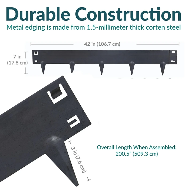 Outdoor Lawn and Garden Heavy-Duty Steel Metal Flexible Landscape Edging Borders - 16