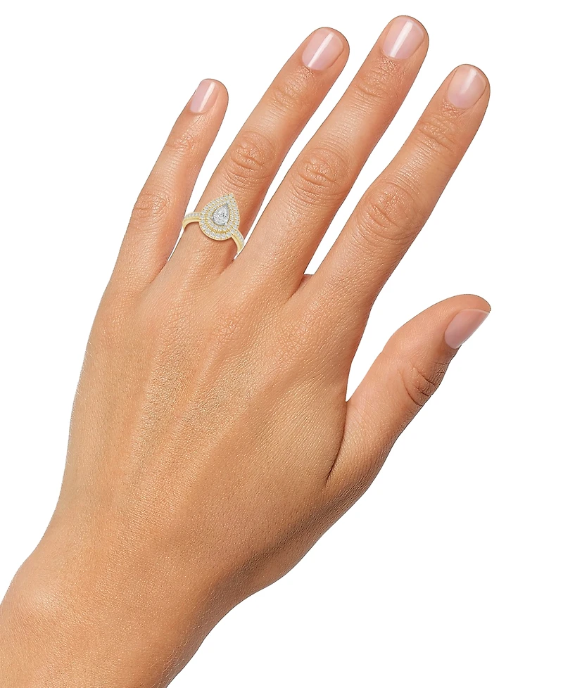 Diamond Pear Double Halo Engagement Ring (1 ct. t.w.) 14k Gold