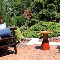 21" H Ceramic Bird Bath for Outside - Hand-Painted Outdoor Bird Bath Bowl, Uv/Frost-Resistant Finish - Lemon Cognac - Classic Pedestal