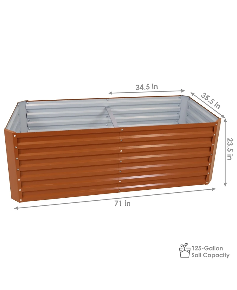 Outdoor Vegetable or Flower Galvalume Steel Raised Garden Bed for Backyard or Garden - Rectangle - 71"