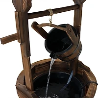 Sunnydaze Decor Old-Fashioned Wooden Wishing Well Water Fountain - Outdoor Garden Fountain Waterfall Feature - 48 Inch Tall