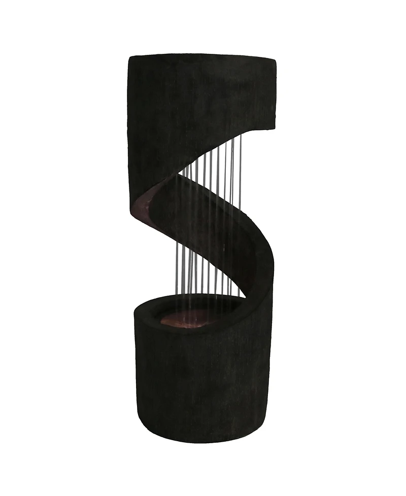 Sunnydaze Decor Showering Spiral 31-Inch Outdoor Water Fountain - Led Light - Electric Submersible Pump with Adjustable Flow