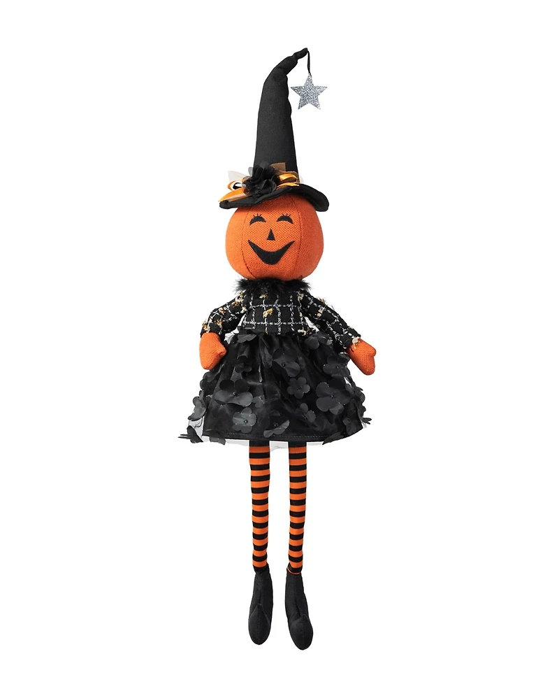 Glitzhome 30"H Halloween Fabric Dressed Pumpkin Sitter
