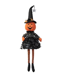 Glitzhome 30"H Halloween Fabric Dressed Pumpkin Sitter