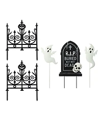 Glitzhome 24"H Halloween Metal Graveyard Set Yard Stake, Set of 5