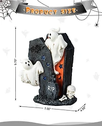 Glitzhome 9.75''H Halloween Polyresin Ghost Gravestone Table Decor