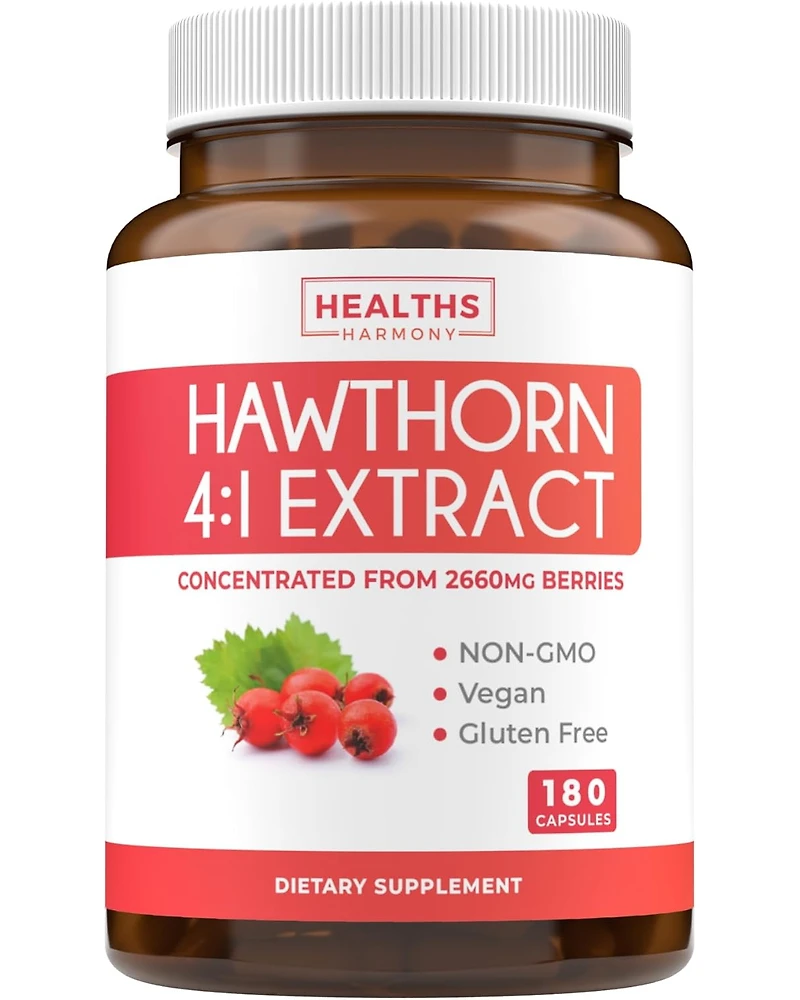 Hawthorn Berry Capsules, Cardiovascular and Immune Health, 4:1 Extract, Health's Harmony