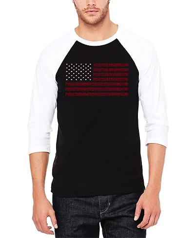 La Pop Art Proud To Be An American - Men's Raglan Baseball Word T-Shirt