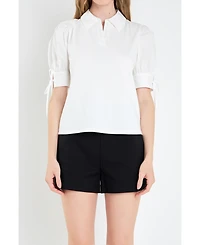 English Factory Women's Mix Media Collar Top