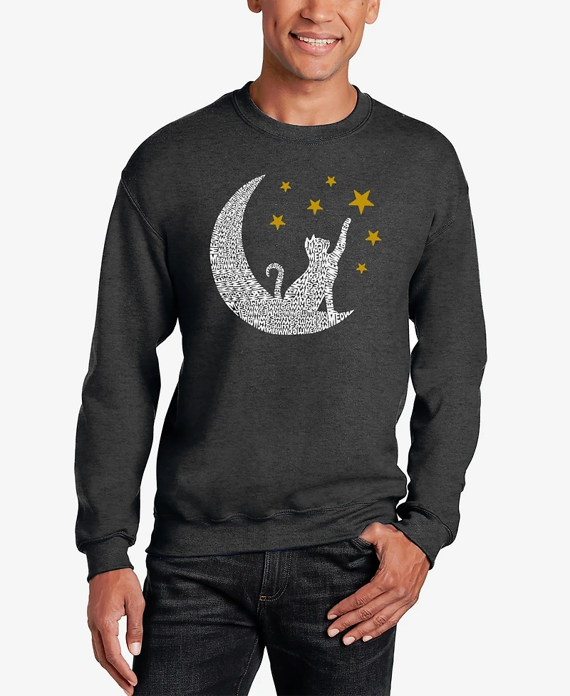 La Pop Art Cat Moon - Men's Word Crewneck Sweatshirt