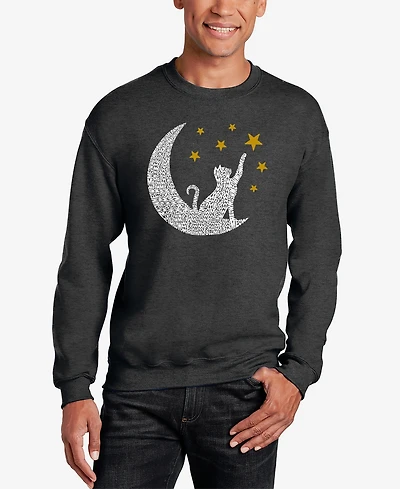 La Pop Art Cat Moon - Men's Word Crewneck Sweatshirt