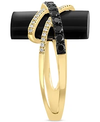Effy Onyx & Diamond (3/8 ct. t.w.) Orbital Statement Ring in 14k Gold