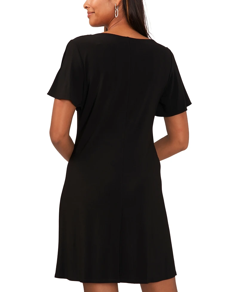 Msk Petite Embellished Flutter-Sleeve Dress