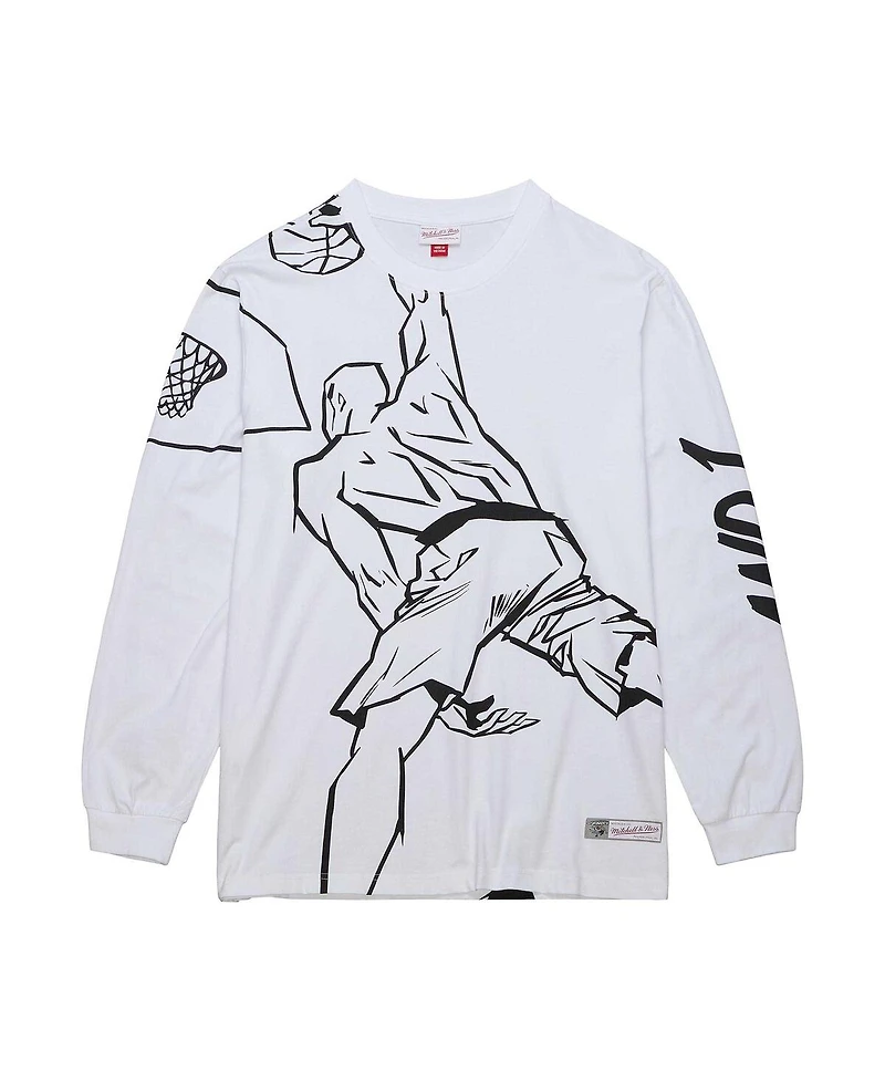 Mitchell Ness Men's White AND1 Slam Dunk Long Sleeve T-Shirt