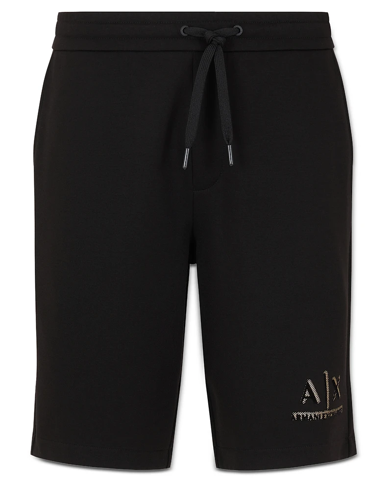A|X Armani Exchange Men's Metallic Logo-Print 9" Drawstring Shorts