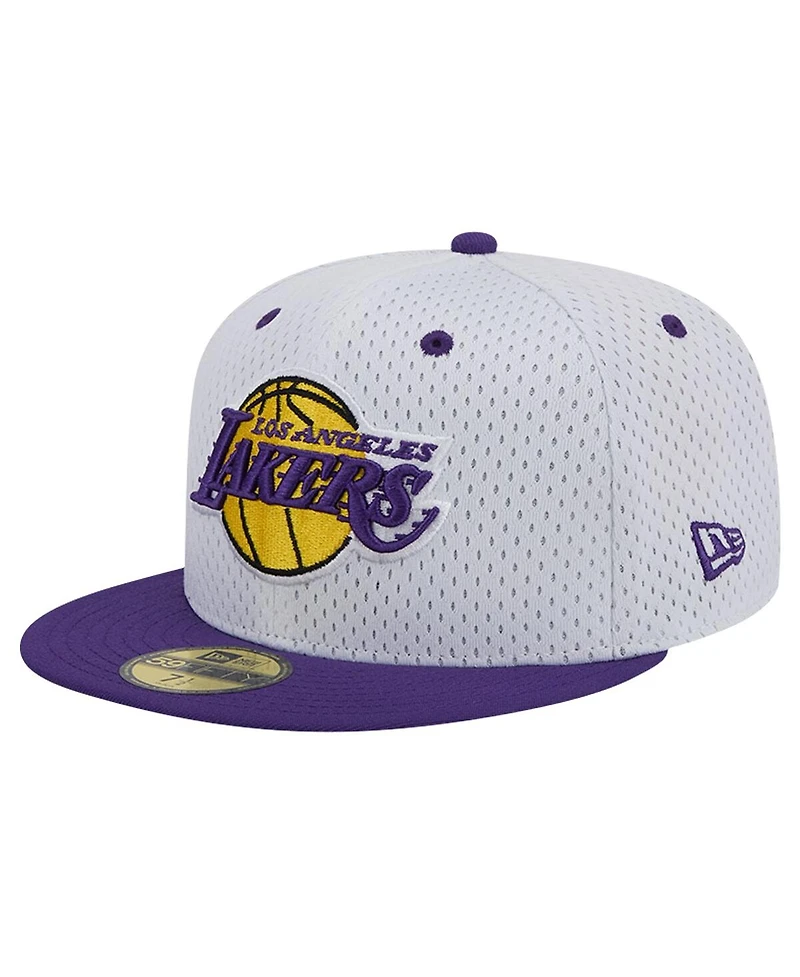 New Era Men's White/Purple Los Angeles Lakers Throwback 2Tone 59Fifty Fitted Hat