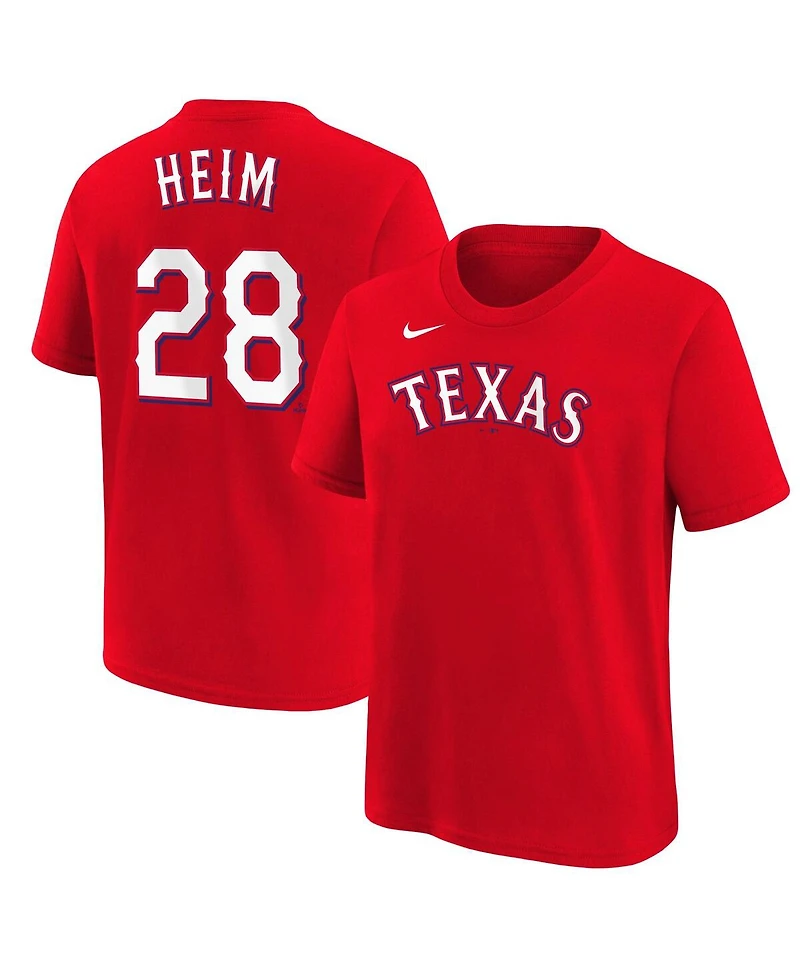 Nike Youth Jonah Heim Red Texas Rangers Name Number T-Shirt