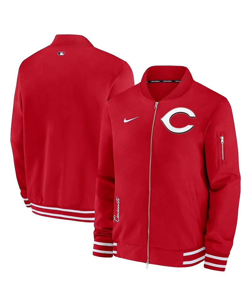 Nike Men's Red Cincinnati Reds Authentic Collection Full-Zip Bomber Jacket