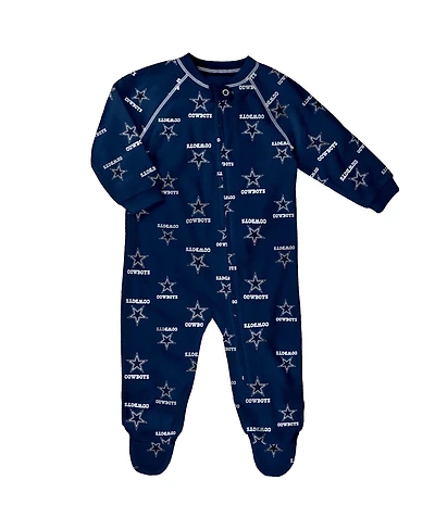 Newborn Navy Dallas Cowboys Allover Print Raglan Full-Zip Jumper