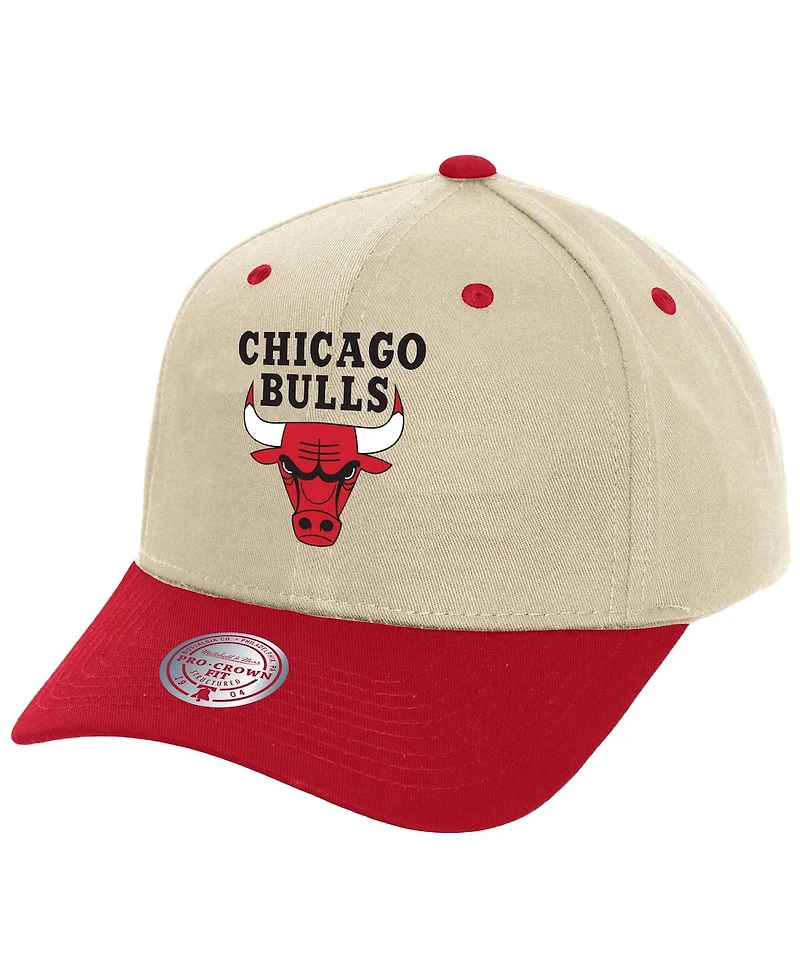 Mitchell Ness Men's Cream Chicago Bulls Game On Two-Tone Pro Crown Adjustable Hat