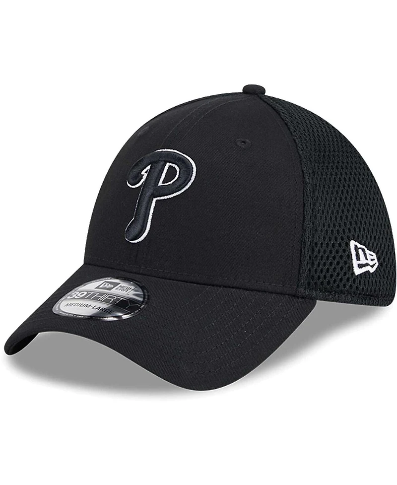 New Era Men's Philadelphia Phillies Evergreen Black White Neo 39Thirty Flex Hat