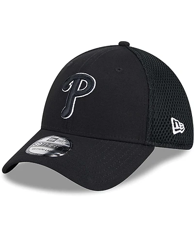 New Era Men's Philadelphia Phillies Evergreen Black White Neo 39Thirty Flex Hat